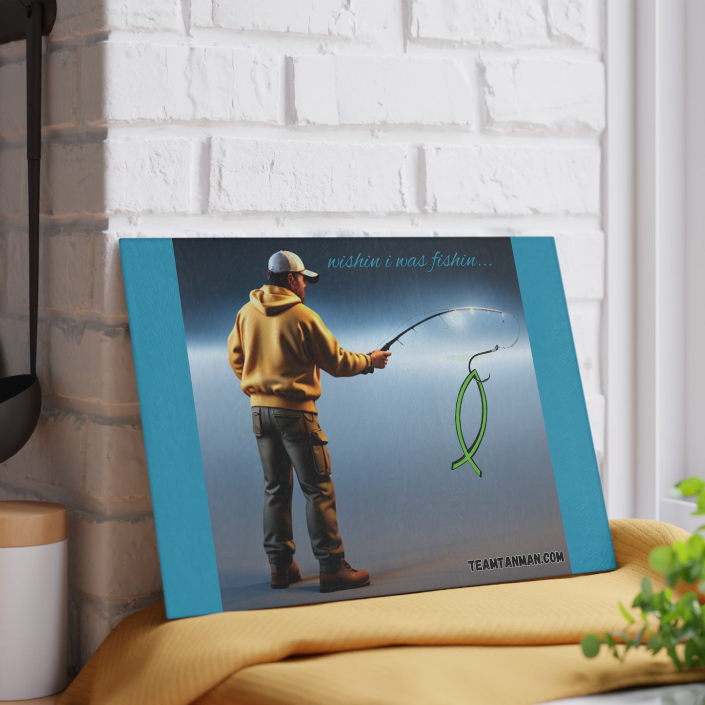 "Wishin I was fishin" Glass Cutting Board