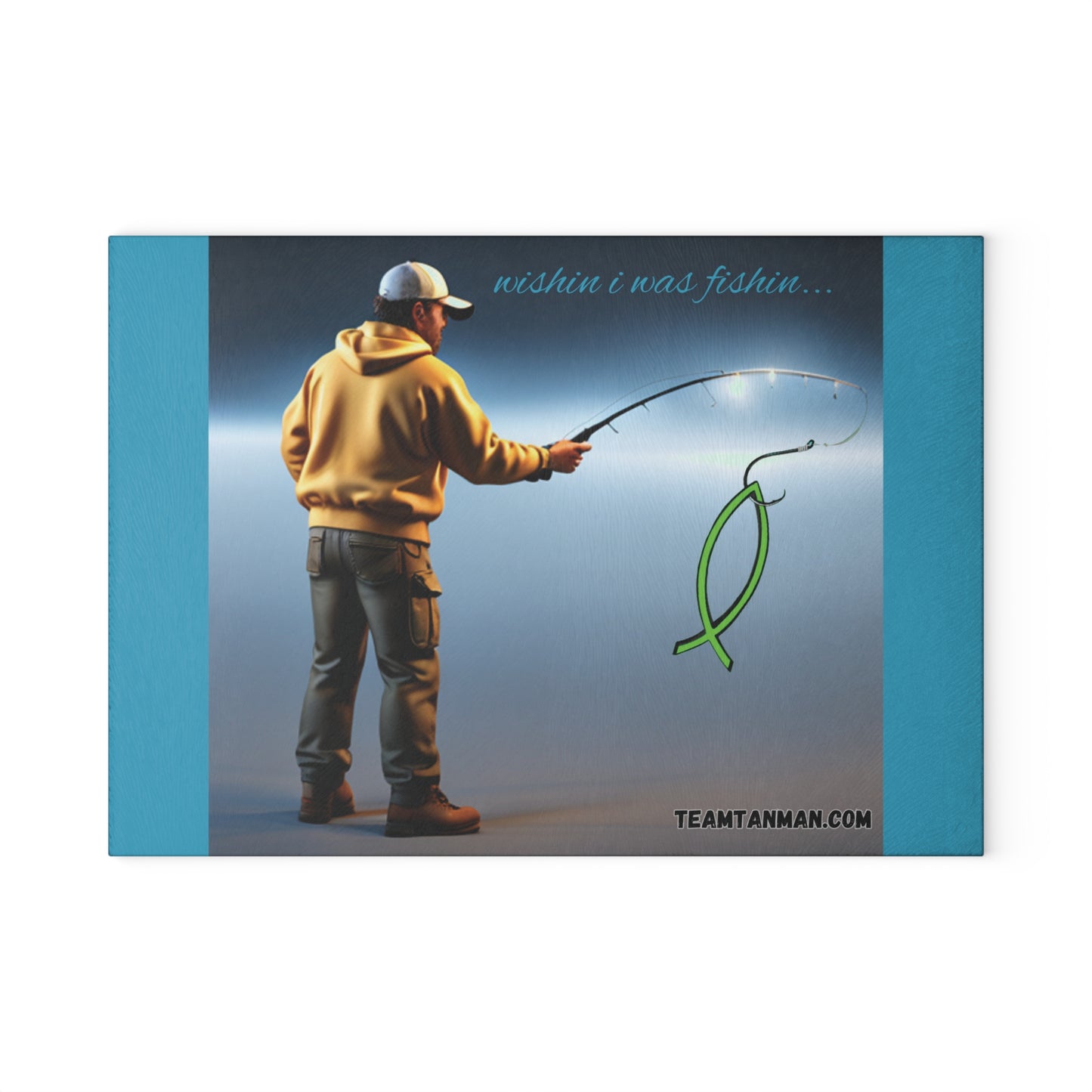 "Wishin I was fishin" Glass Cutting Board