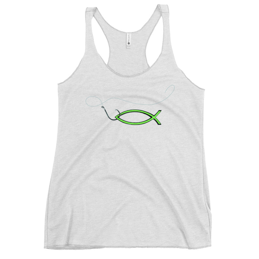 "Christian fish with hook" Women's Racerback Tank