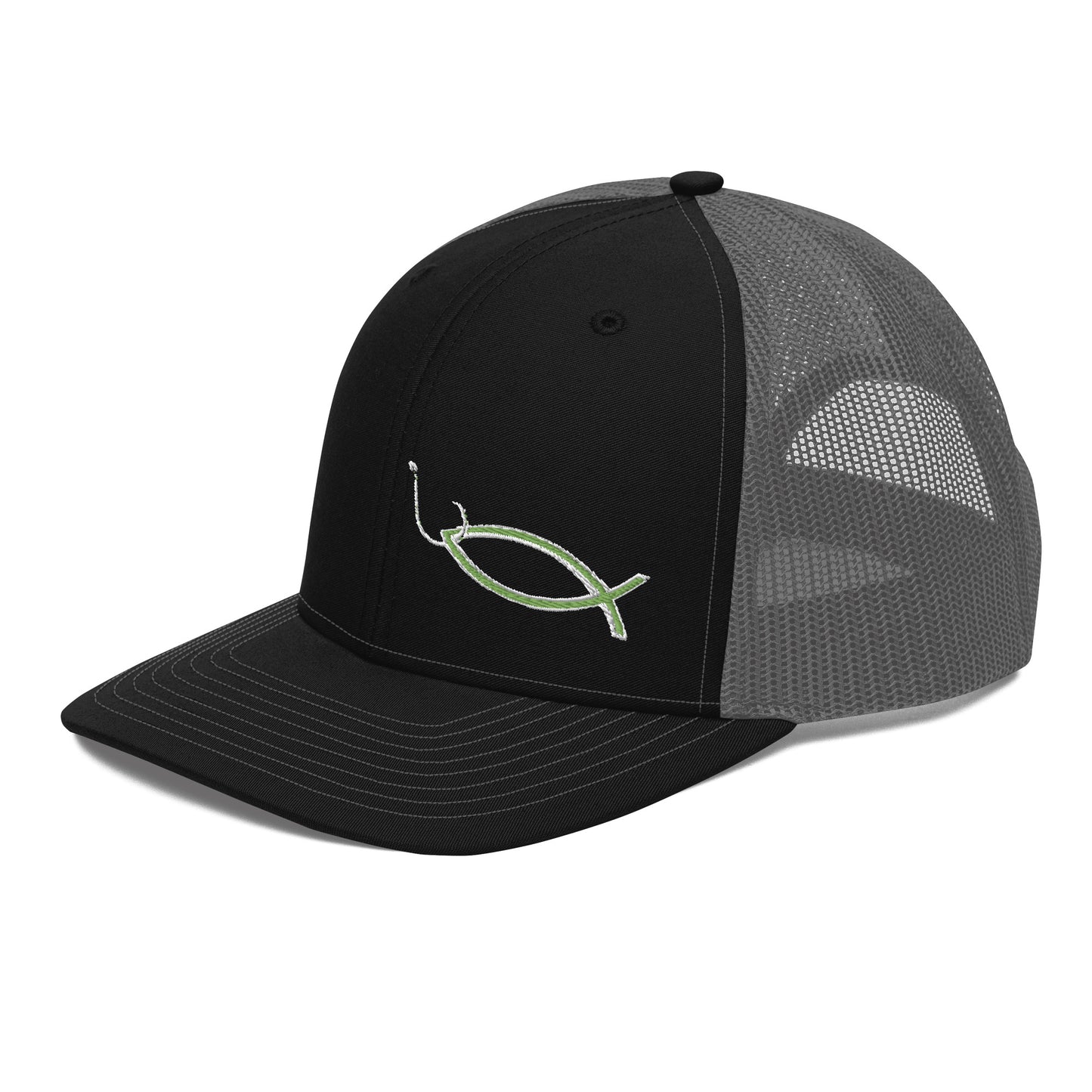 “Christian fish and hook” Richardson Trucker Cap